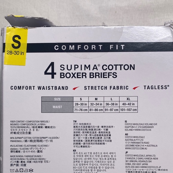 Kirkland Signature Supima Cotton Boxer Briefs - Black 4-pack Size Small - Picture 6 of 7